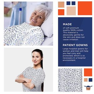 Unisex abiti da ospedale in cotone Polycotton abiti da allattamento per adulti bianchi chiusure a scatto davanti-dietro a maniche corte abiti per pazienti premaman - Product Image 3