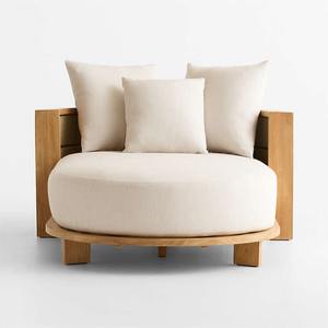 Canapé-lit de luxe en teck pour l'extérieur avec coussins épais – Mobilier de patio moderne pour hôtel, jardin et bord de piscine - Product Image 2