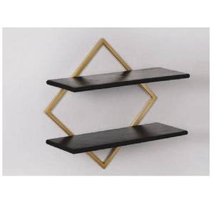Estante Flotante de Metal y Madera, Negro y Madera Natural, Organizador de Almacenamiento, Estante Decorativo de Pared para el Hogar, Decoración del Hogar - Product Image 2