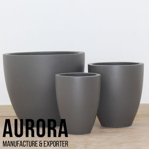 Ensemble de pots à fleurs en béton gris, modernes, minimalistes et écologiques, avec trous de drainage pour la décoration de jardin extérieur - Product Image 2
