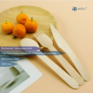 Disposable Birchwood Cutlery Kit 160mm Smooth Finish Biodegradable Eco Friendly <b>Compostable</b> Wooden Utensil Set Bulk Supply Item - Product Image 2