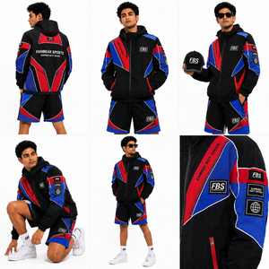 Ensemble de veste coupe-vent à capuche et short pour homme, uni, léger, respirant, écologique, décontracté, deux pièces, vêtements de sport, survêtement d'hiver - Product Image 1