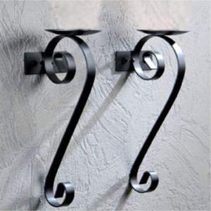 Handcrafted Wrought Iron Spiral Scroll <b>Wall</b> <b>Sconce</b> Set Elegant Matte Black Metal <b>Wall</b> Mount Single Taper Candle Holder Pair for - Product Image 4