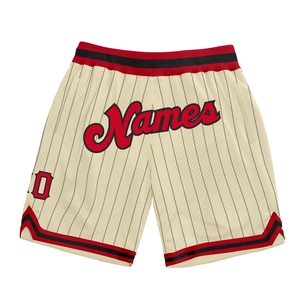 Shorts de basket-ball personnalisés écologiques, rayés noirs, rouge-noir, authentiques - Product Image 1