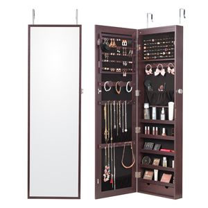 47.05 Inch Tall <b>Lockable</b> Jewelry <b>Cabinet</b> Armoire Full Length Mirror Jewelry Organizer Wall Mounted Mirror Jewelry <b>Cabinet</b> - Product Image 1