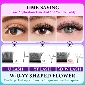 Medylashy W hình dạng lông mi mở rộng 5D W Lash Crisscross <span class=keywords><strong>Mink</strong></span> Lash cá nhân tự nhiên dễ dàng ghép cilios Clover fios U Lash - Product Image 3