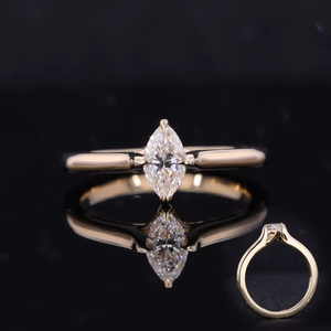 Anillo de Boda CONCEPTION de Plata 925 con Moissanita Corte Marquesa en Oro Blanco/Amarillo/Rosa de 10k/14k/18k para Mujer - Product Image 1