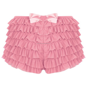 Culotte sexy à volants à plusieurs niveaux pour femmes taille basse culotte de citrouille short de sécurité en dentelle Sweet Victorian Bloomers Clubwear Hot Shorts - Product Image 4