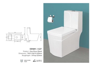 CLOSET MONOBLOQUE DE 760X360X650 mm CON SIFÓN EN S DE 225 mm Y EXCELENTE SISTEMA DE DESCARGA - Product Image 3