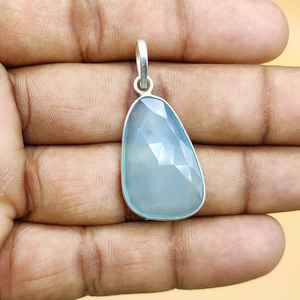 925 Sterling Silver High Quality Rope Chain Pendant <b>Necklace</b> Aqua Chalcy Gemstone for Wedding Party Engagement <b>Birthstone</b> Gift - Product Image 3