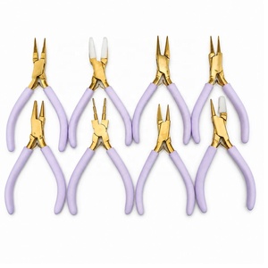Juego de 7 Pinzas Profesionales para Hacer Joyas - Acabado Dorado con Empuñaduras Lila - Product Image 5