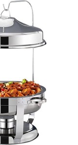 Juego de Recipientes Redondos Plateados de Lujo para Buffet y Calentadores de Comida, Servidor de Alimentos de Acero Inoxidable con Tapa y Gancho para Banquetes y Fiestas de Boda - Product Image 2