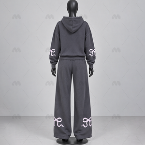 Ensemble de survêtement décontracté pour femme, automne, respirant, à capuche, en polaire, 100% nylon, 2 pièces, pour la gym, l'entraînement, le fitness, le jogging - Product Image 3