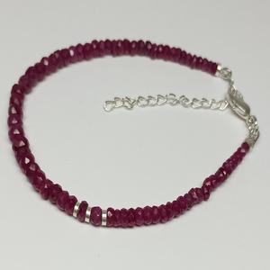 Pulsera M.Y.GEMS de Plata con Cuentas de Rubí Facetado Certificado, Joyería de Piedra de Nacimiento de Julio, Regalo para Novia, 8 Pulgadas, Unisex, de Moda - Product Image 1