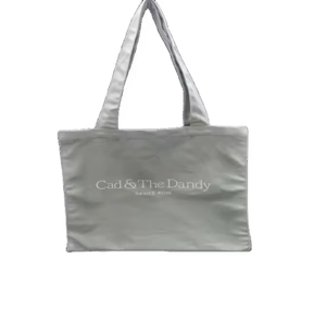 Sac fourre-tout en coton biologique non tissé de qualité supérieure pour femme, avec logo personnalisé tissé, sac de shopping en toile écologique de luxe, sac à cordon pour courses et cadeaux - Product Image 3
