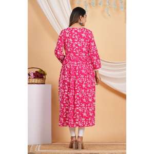 อาร์ติ แฟชั่น ชุดสูทลำลองพิมพ์ลายดอกไม้ทรงเอ คอวี แขนสามส่วน ผ้าทอ เอวยางยืด ระบายอากาศได้ดี ใส่ได้ทุกวัน - Product Image 2