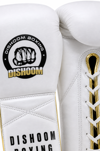Gants de boxe Dishoom en cuir blanc 10oz à lacets, respirants, légers, emballage individuel, équipement d'entraînement pour adultes - Product Image 6