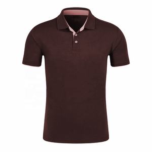 Polo da uomo marrone scuro e <span class=keywords><strong>blu</strong></span> navy a maniche corte, vestibilità regolare, in maglia, tinta unita, stile casual, con colletto. - Product Image 1