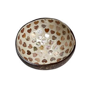 Bol à fruits rond traditionnel en bois de noyer avec incrustation de nacre, fait main, pour table, vente en gros - Product Image 1