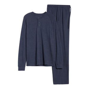 <b>Mens</b> Warm 100% Cotton <b>Pajama</b> <b>Set</b> Winter Sleepwear Cozy Two Piece Lounge Outfit Soft Comfortable Quick Dry Home Clothing Long - Product Image 2