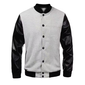 Custom Chenille Patches Streetwear Baseball Jacket Internal Zipper PU Sleeve Leather Varsity Jackets For Men Winter Jacket - Product Image 4