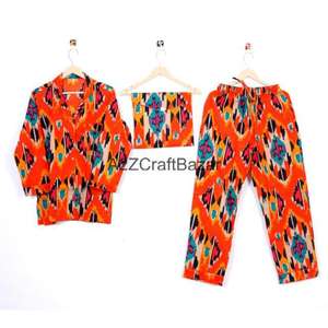 Ensemble de pyjama pour femmes en coton 100% floral bohème de luxe, 2 pièces, vêtements de nuit toutes saisons avec taille élastique - Product Image 3