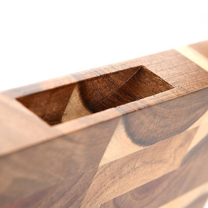 Tabla de cortar de madera de acacia natural reversible multiusos con veta de extremo para cocina - Product Image 3