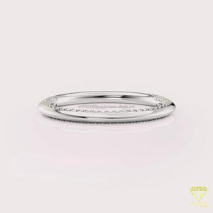 Minimalist Curved Moissanite Diamond Wedding Band Rose Gold Stackable <b>Ring</b> Thin Pave Anniversary Band <b>Dainty</b> Bridal <b>Ring</b> - Product Image 5
