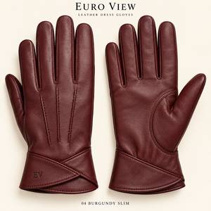 Gants d'hiver EURO VIEW noirs en peau de mouton tissée avec doublure en laine, rayés, thermiques, respirants, longueur poignet, détection par aiguille, pour extérieur - Product Image 6