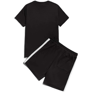 New Arrival <b>Men</b> Vintage Knitted <b>Summer</b> Short Sets Breathable Printed T-shirt Shorts Premium Quality 100% Cotton Customizable - Product Image 5