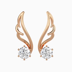 Pendientes de Diamantes Cultivados en Laboratorio de 0.50 Quilates Cada Uno, Lujosos y Modernos para Mujer, Oro Rosa Sólido de 14K, Certificados por IGI, Regalo de Boda - Product Image 1