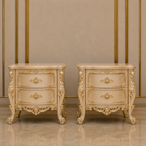 Premium Italian-Style <b>White</b> Gold Bedroom Furniture Durable Teak Wooden Bed With <b>SIde</b> <b>Tables</b> Buy Bed With Heart Shape Carving - Product Image 2