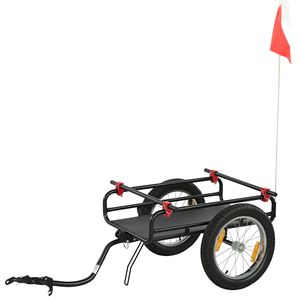 Rimorchio per Bicicletta 2-in-1 Multiuso in Acciaio con Ruote Pneumatiche da 16 Pollici e Cavalletto a Sgancio Rapido per Trasporto Bici e Carrello - Product Image 1