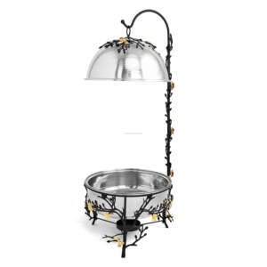 Plat de service chauffant de luxe en acier inoxydable fait main avec couvercle, 6L/9L, couleur personnalisée, vaisselle haut de gamme, Inde - Product Image 1