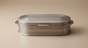 Contenedor Ovalado Premium de Hojalata Cepillada Acanalada para Frutos Secos, Caja de Lujo para Almacenamiento de Dátiles con Asas Laterales, Organizador de Alimentos, Caja de Hojalata - Product Image 3