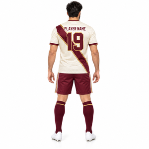 Conjunto de Camiseta y Pantalones Cortos de Fútbol Personalizados, Uniforme de Fútbol Sublimado para Hombres, Mujeres y Adultos, Gráficos de Equipo Personalizados, 100% Poliéster - Product Image 3