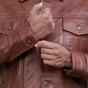 Men's Vintage Autumn <b>Leather</b> <b>Jacket</b> with Premium Finish Strong Stitching Zipper Closure OEM Service for <b>Long</b>-Term Use - Product Image 5