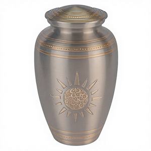 Urne funéraire artisanale en aluminium laqué laiton brossé pour cendres |   Impression personnalisée |   Urne funéraire commémorative minimaliste de luxe pour enterrement | - Product Image 3