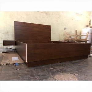 Lit plateforme scandinave en teck massif avec sommier à lattes et tête de lit large, écologique et durable, tailles King/Queen - Product Image 5