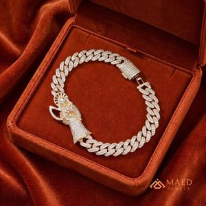จี้พระนักบุญชุบทองประดับมอสซาไนต์ สร้อยข้อมือแบบ Cuban Link สุดหรูสำหรับผู้ชาย สไตล์ฮิปฮอป เครื่องประดับแฟชั่น Pulsera ระดับพรีเมียม - Product Image 5