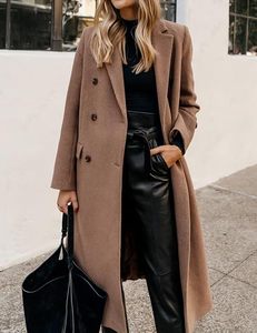 Abrigo Largo de Lana para Mujer, Cuello Alto, Gabardina Larga de Invierno, Ecológico, Ligero, Forro de Satén, Personalizado OEM - Product Image 3