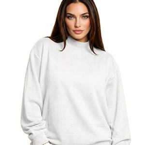 Sweat-shirt personnalisé pour femme, vert forêt, coupe oversize, col montant, épaules tombantes, en molleton épais, uni, streetwear - Product Image 3