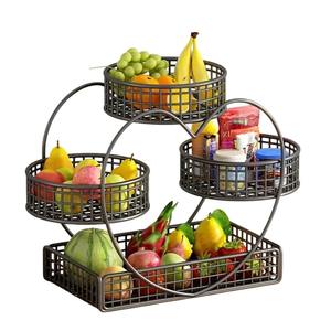 Cesta de Hierro Fundido Hecha a Mano de 4 Niveles, Ecológica y Duradera, Organizador de Frutas y Verduras, Estante de Almacenamiento Multifuncional para Cocina - Product Image 4