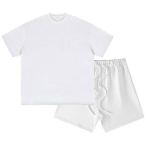 Ensemble de survêtements décontractés deux pièces de haute qualité, t-shirt et short, en coton et polyester, pour l'été - Product Image 3