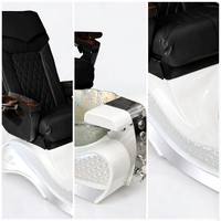 Fauteuil de pédicure sans plomberie avec massage des pieds et bol en verre, fauteuil spa portable pour les pieds pour salon de manucure et studio de beauté