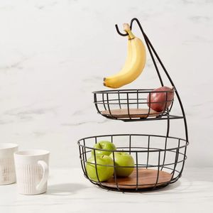 Corbeille à fruits en métal moderne pour l'organisation du comptoir de cuisine, au design minimaliste et finition antirouille - Product Image 3
