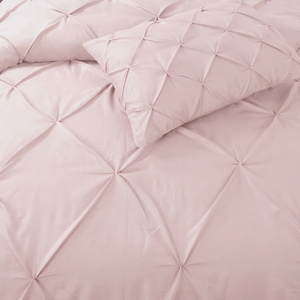 Ensemble de housse de couette Rose Pintuck 3 pièces 100% coton t-150 pour toutes les saisons, usage domestique, style simple - Product Image 1