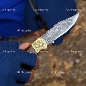 UA Supplies High End Industrial Grade Engraved Eagle Brass Accents Rosewood Handle OEM Damascus Steel Folding <b>Knife</b> <b>Knife</b> - Product Image 2