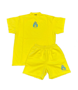 Nouvel ensemble short et t-shirt d'été pour homme, 2 pièces, avec logo personnalisé, en coton vierge, pour le sport - Product Image 2