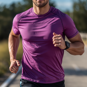 Camiseta de Cuello Redondo para Hombre, de Poliéster y Algodón, Lisa, Suave, Transpirable, Informal, de Manga Corta, para Uso Diario - Product Image 3